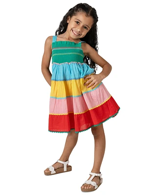 Rare Editions Little Girls Smocked Colorblock Cotton Dress