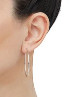 Polished Tube Medium Hoop Earrings in 10K White Gold, 1-5/8"