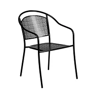 Emma+Oliver Commercial 35.5" Square Metal Garden Patio Table Set W/ 4 Round Back Chairs