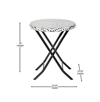 Emma+Oliver Ciel Three Piece Folding Bistro Set Pe Rattan With Metal Frames For Indoor And Outdoor Use
