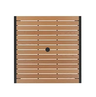 Hampstead Three Piece Faux Teak Patio Dining Set For Indoor And Outdoor Use - Table And Two Club Chairs