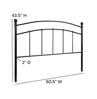 Merrick Lane Kildare Queen Metal Headboard Contemporary Arched Headboard With Adjustable Rail Slots