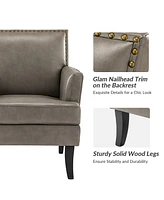 Nihad Modern Faux Leather Accent Chair with Nailhead Trim