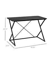 Homcom Home Office Computer Writing Desk with Z and X Bar Frame Support, Black