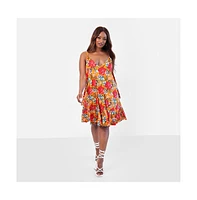 Rebdolls Plus Size Island Dream Tropical Print Shift Mini Dress