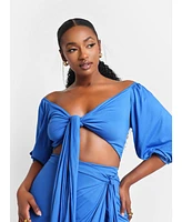 Rebdolls Plus Size Ariana Tie Front Crop Top