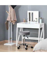 Homcom Round Vanity Stool with Height Adjustable Lift & Luxury Style Upholstery