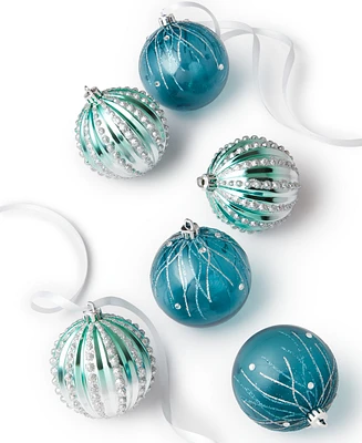 Holiday Lane Seaside Clear Blue & Silver Shatterproof Ornaments, Set of 6