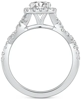 Gia Certified Diamond Halo Engagement Ring (1 ct. t.w.) in 14k White Gold