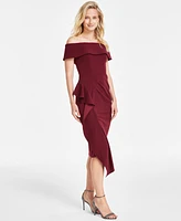 Betsy & Adam Off-The-Shoulder Ruffle Dress