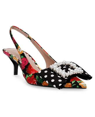 Betsey Johnson Birdie Floral Slingback Bow Pumps