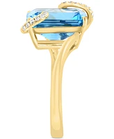 Effy Blue Topaz (6-1/5 ct. t.w.) & Diamond (1/10 ct. t.w.) Swirl Ring in 14k Gold