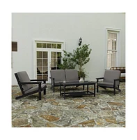 Riviera All-Weather Poly Resin Wood Two Tiered Adirondack Slatted Coffee Conversation Table