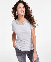 I.n.c. International Concepts Women's Rhinestone-Trim Tee, Created for Macy's