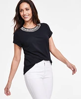 I.n.c. International Concepts Women's Rhinestone-Trim Tee, Created for Macy's