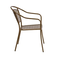 Emma+Oliver Commercial Grade 5 Pack Indoor-Outdoor Steel Patio Arm Chair With Round Back