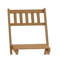 Merrick Lane Stora Set Of 2 Solid Acacia Wood Armless Folding Patio Bistro Chairs With Slatted Backs And Seats