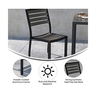 Kersey Outdoor Side Chairs Poly Faux Wood And Metal Patio Deck For All-Weather Use- Set Of 2