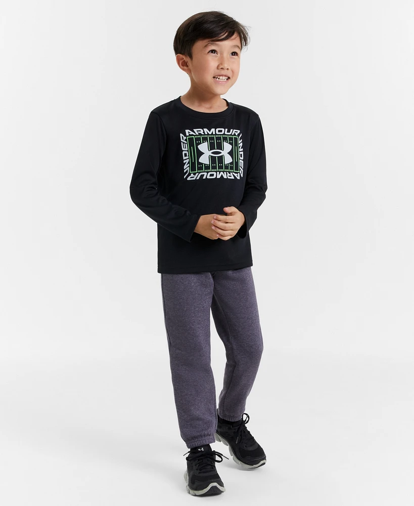 Under Armour Toddler & Little Boys 2-Pc. Touchdown Logo Graphic Performance T-Shirt Brushed Fleece Joggers Set