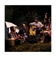 Emma+Oliver Round Wood Burning Sun & Moon Cutout Outdoor Firepit With Mesh Spark Screen