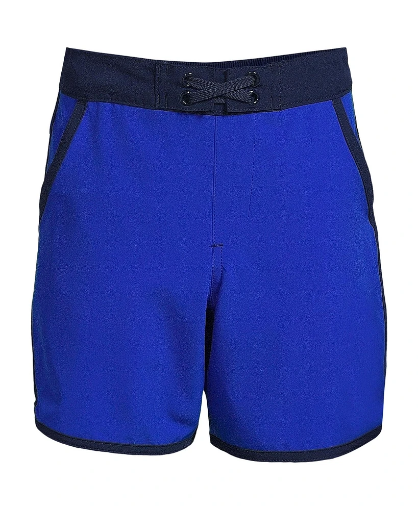 Lands' End Boys Active Stretch Curved Hem Long Board Short