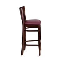Solid Back Wooden Restaurant Dining Barstool