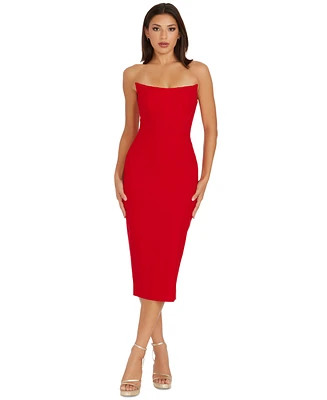 Dress the Population Women's Corset Strapless Midi Dress