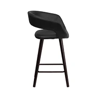 Plath 24 Inch Cappuccino Ultramodern Bar Counter Stool With Upholstered Seat