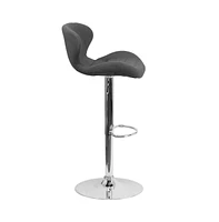 Quincy Adjustable Height Barstool Contemporary Bar Stool With Curved Back And Metal Base Footrest