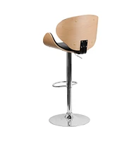 Bentwood Adjustable Height Barstool With Curved Vinyl Seat/Back