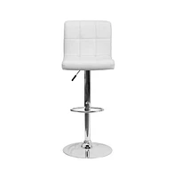 Quilted Vinyl Swivel Adjustable Height Barstool With Chrome Base