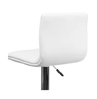 Coti Modern Channel Tufted Upholstered Height Adjustable Mid-Back Stool And Pedestal Base With Footrest