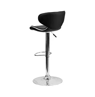 2 Pack Contemporary Cozy Mid-Back Vinyl Adjustable Height Barstool With Chrome Base