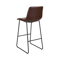 30 Inch Faux Bar Height Bucket Seat Stools, Set Of 2