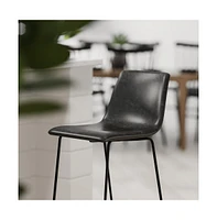 30 Inch Faux Bar Height Bucket Seat Stools, Set Of 2