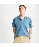 Lands' End Men's Short Sleeve Slub Johnny Collar Polo