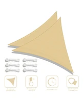 2 Pack 28 Ft 97% Uv Block Triangle Sun Shade Sail Canopy Outdoor Patio Poolside