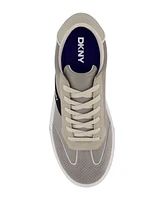 Dkny Men's Side Logo Perforated Two Tone Branded Sole Racer Toe Sneakers