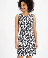 Connected Women's Printed Boat-Neck Sheath Dress