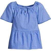 Lands' End Girls Flutter Sleeve Tiered Peasant Top