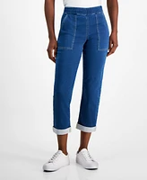 Style & Co Women's Mid-Rise Pull-On Dobby Straight-Leg Jeans, Created for Macy's