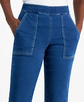 Style & Co Women's Mid-Rise Pull-On Dobby Straight-Leg Jeans, Created for Macy's