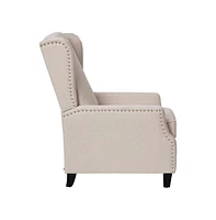 Merrick Lane Mauro Contemporary Pushback Recliner With Accent Nail Trim-Wingback Manual