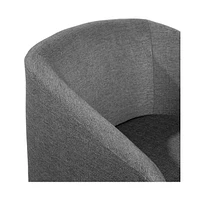 Caro Upholstered Club Style Barrel Chair With Sloped Armrests And 360 Degree Swivel Base A Vinyl Wrap