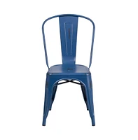 Banks Indoor/Outdoor Stacking Metal Dining Chair With Single Slat Back And Distressed Powder Coated Finish