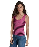 Dkny Jeans Women's Striped Ribbed Knit Tank Top