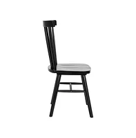 Torrin Set Of Two Premium Solid Wood Spindle Back Dining Chairs With Saddle Seats And Floor Protectant Felt Pads