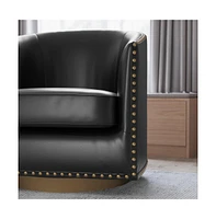 Ada Upholstered Club Style Barrel Chair With Nail Trim, Sloped Arms, And 360 Degree Swivel Base A Vinyl Wrap