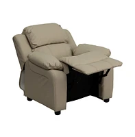 Deluxe Padded Contemporary Kids Recliner With Storage Arms