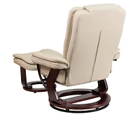 Multi-Position Stitched Recliner & Ottoman With Swivel Base